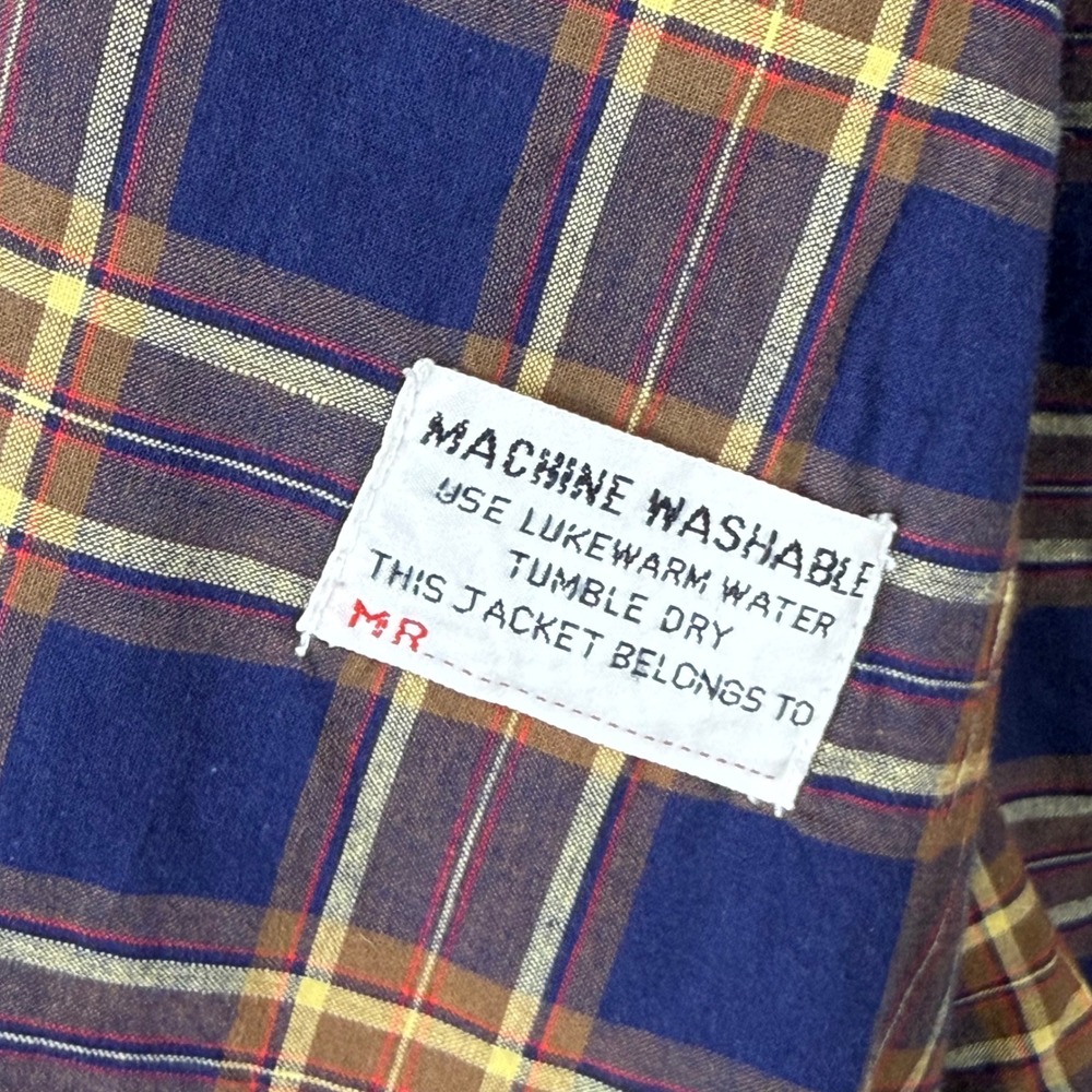 Izod Lacoste Jacket Mens L Navy Blue Harrington Plaid Lined Vintage Bomber Zip - Picture 6 of 9